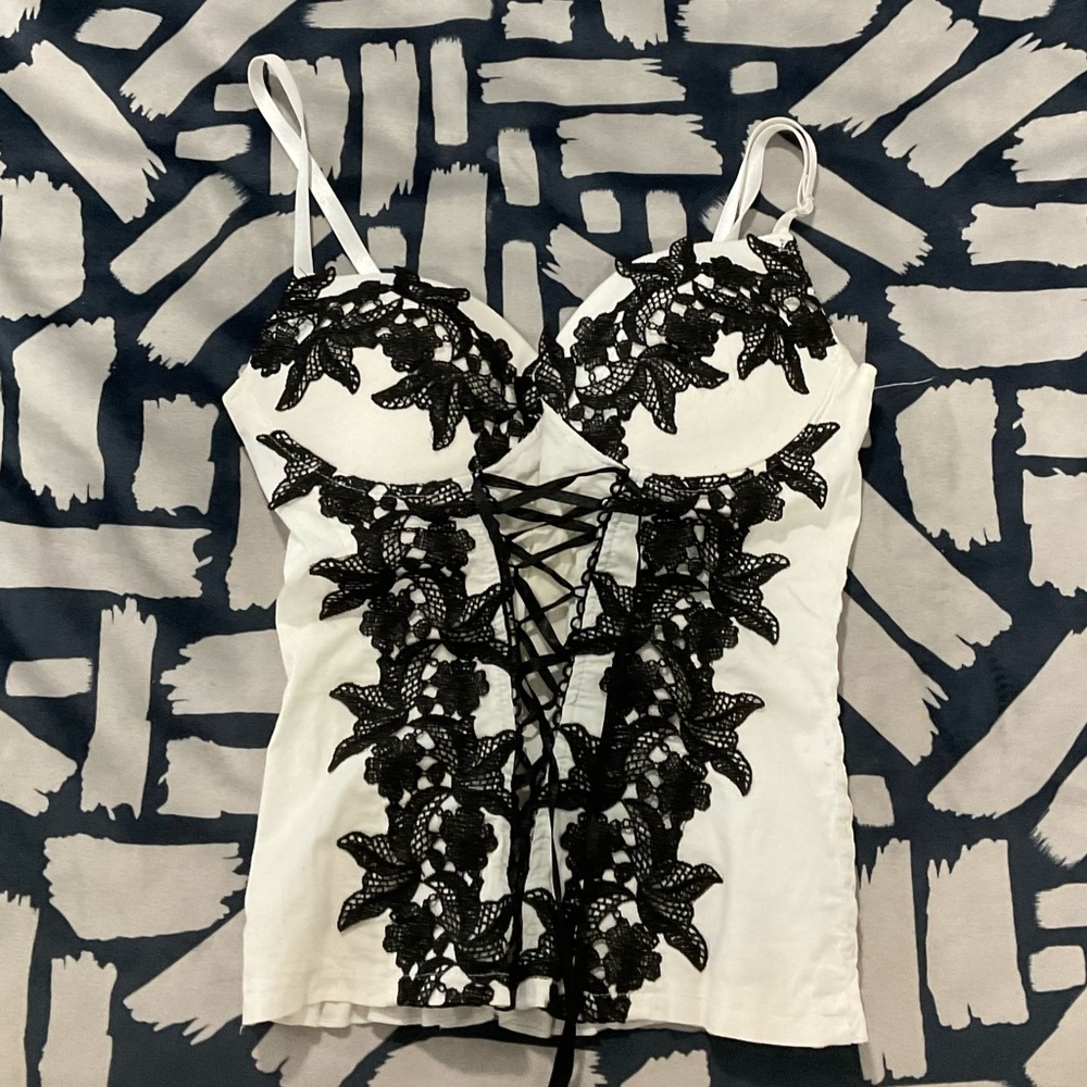 White and black corset